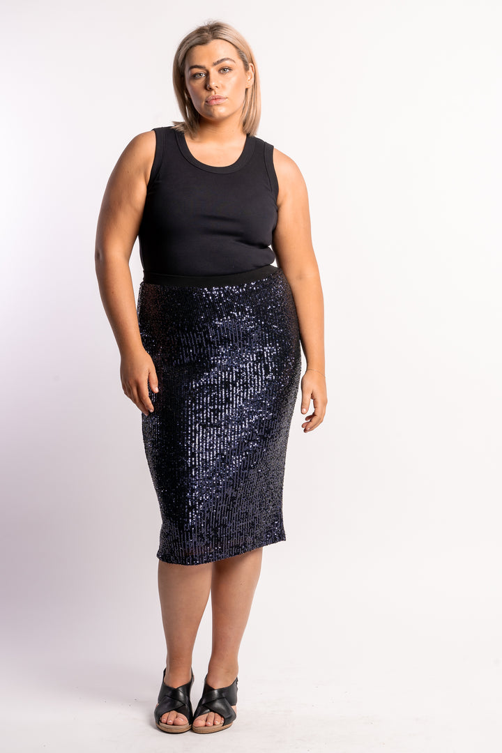 Born To Be Alive Sequin Skirt - Midnight