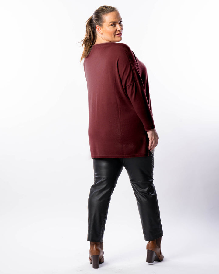 All I Really Want Oversized V-neck Merino Wool Knit - Wine - Available Size M Only