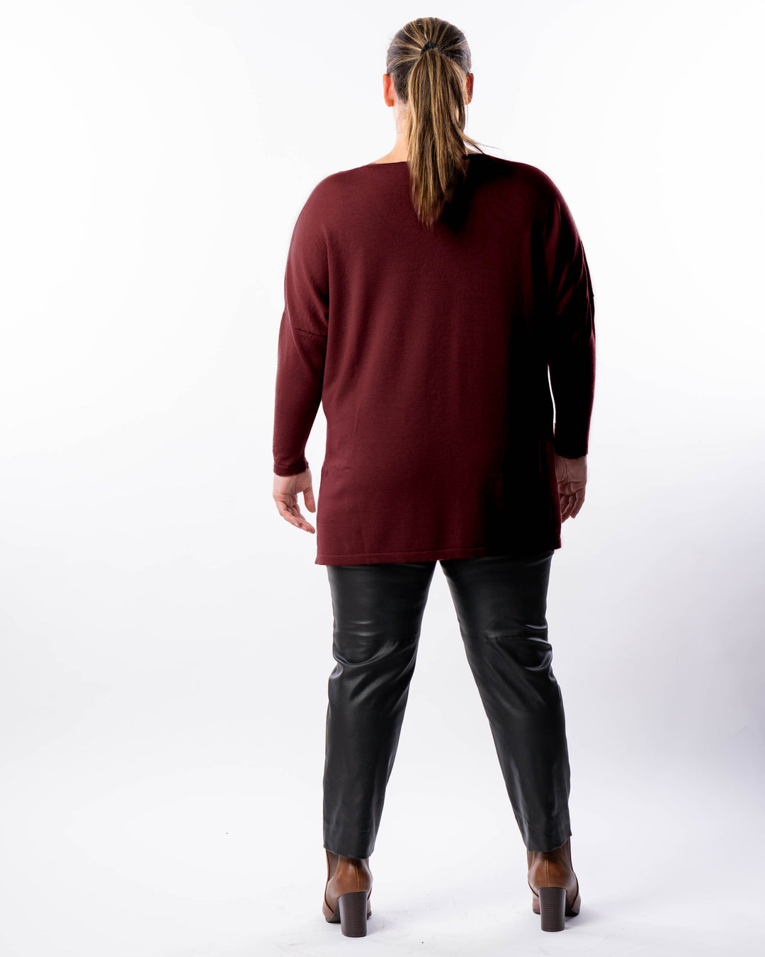 All I Really Want Oversized V-neck Merino Wool Knit - Wine - Available Size M Only