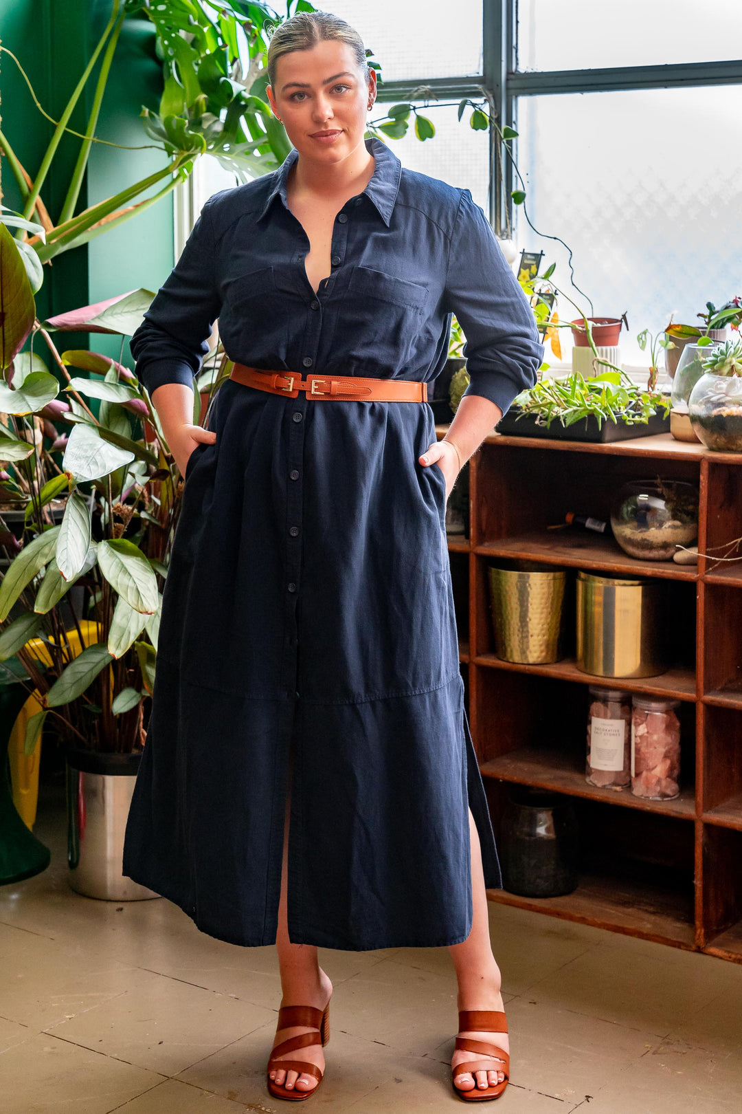 Seasons of Love Linen Dress in Linen Gray [ONLINE ONLY] - First Stitch