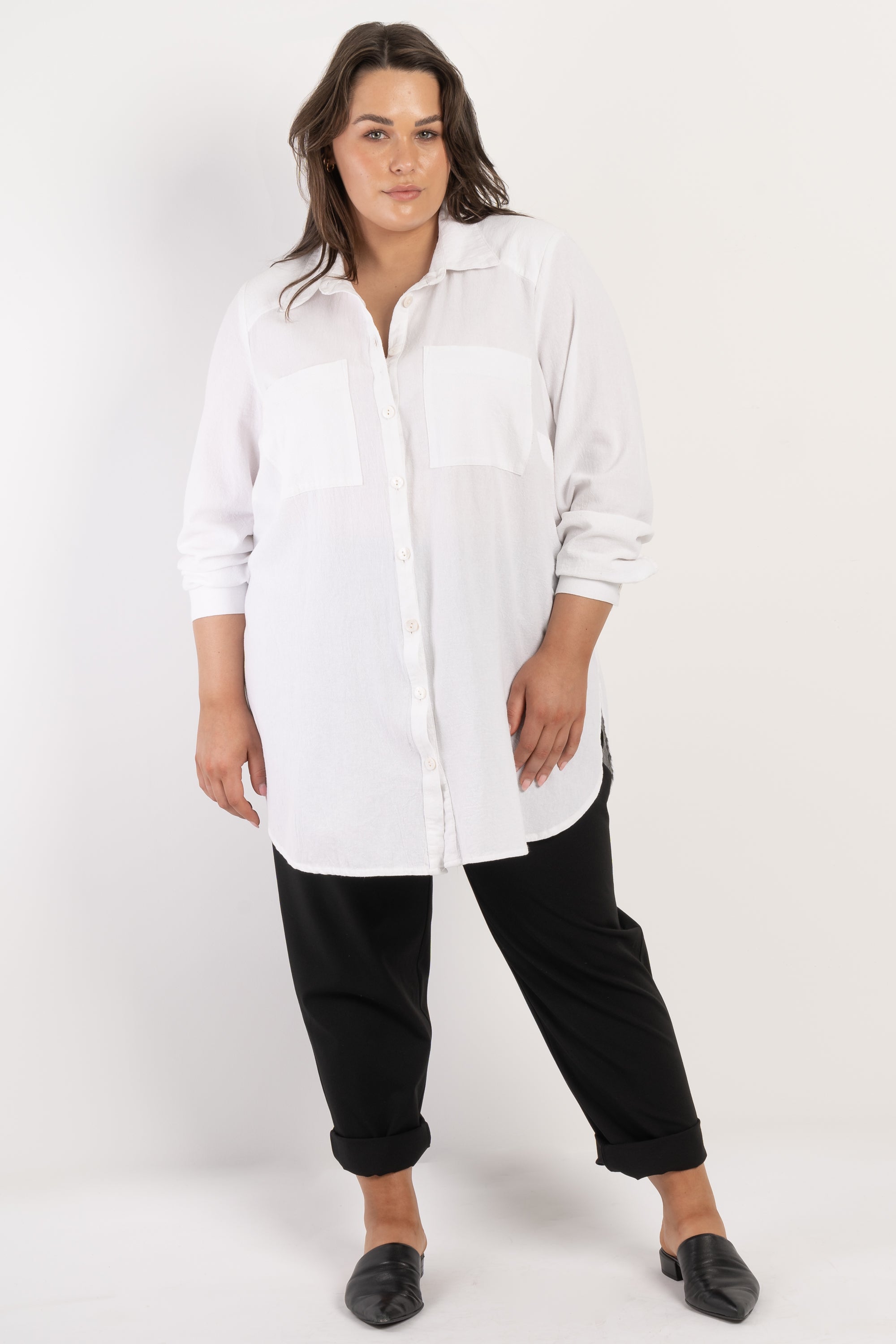 Plus size deals white linen shirt