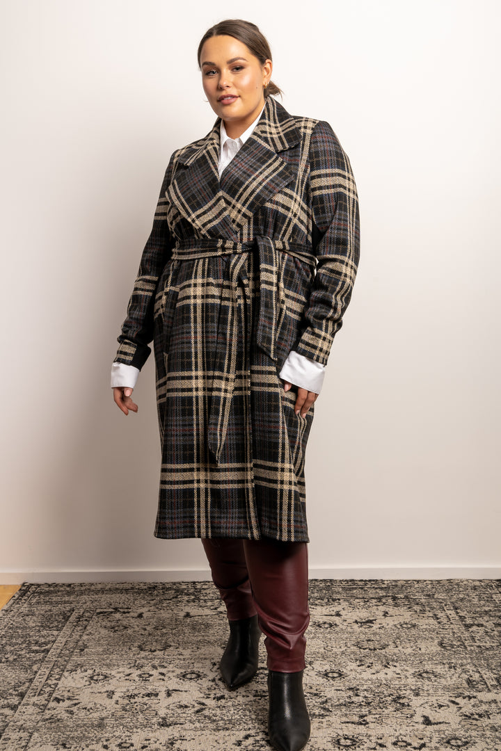 Rebel Rebel Ponte Trench Coat - Check