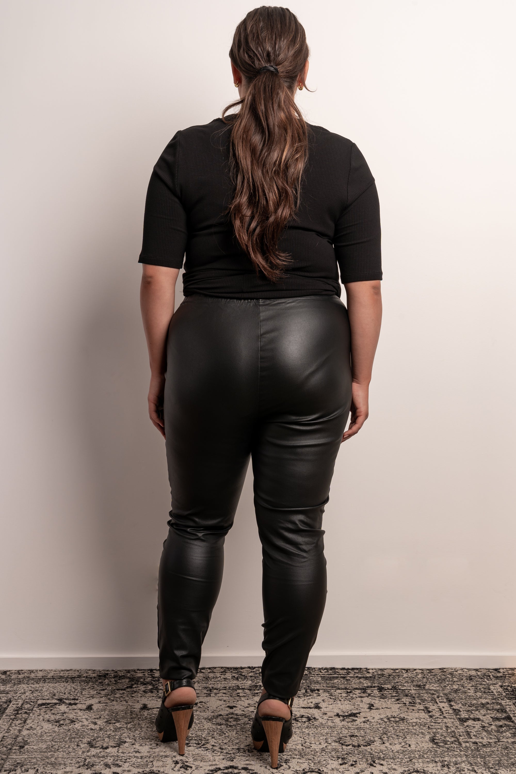 Womens leather deals look pants