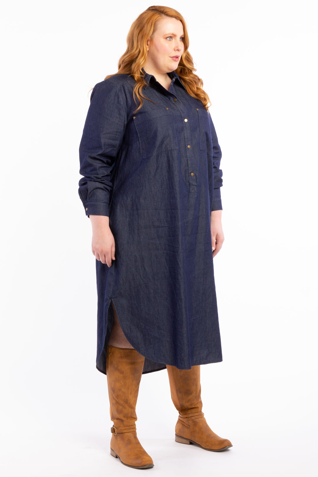 Lucky Star Denim Shirt Dress - Dark Indigo