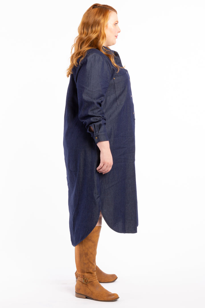 Lucky Star Denim Shirt Dress - Dark Indigo