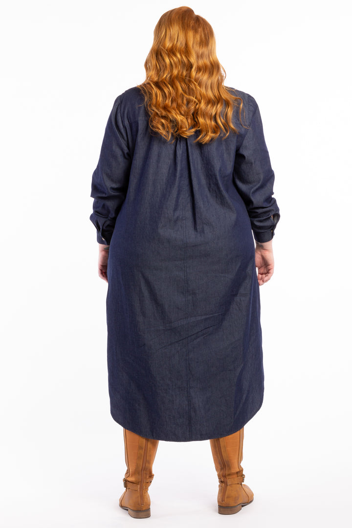 Lucky Star Denim Shirt Dress - Dark Indigo