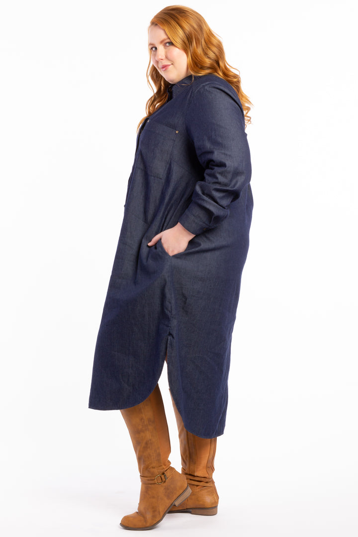 Lucky Star Denim Shirt Dress - Dark Indigo