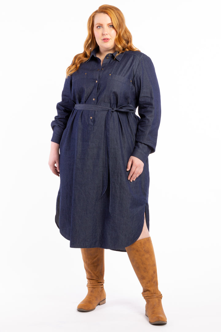 Lucky Star Denim Shirt Dress - Dark Indigo