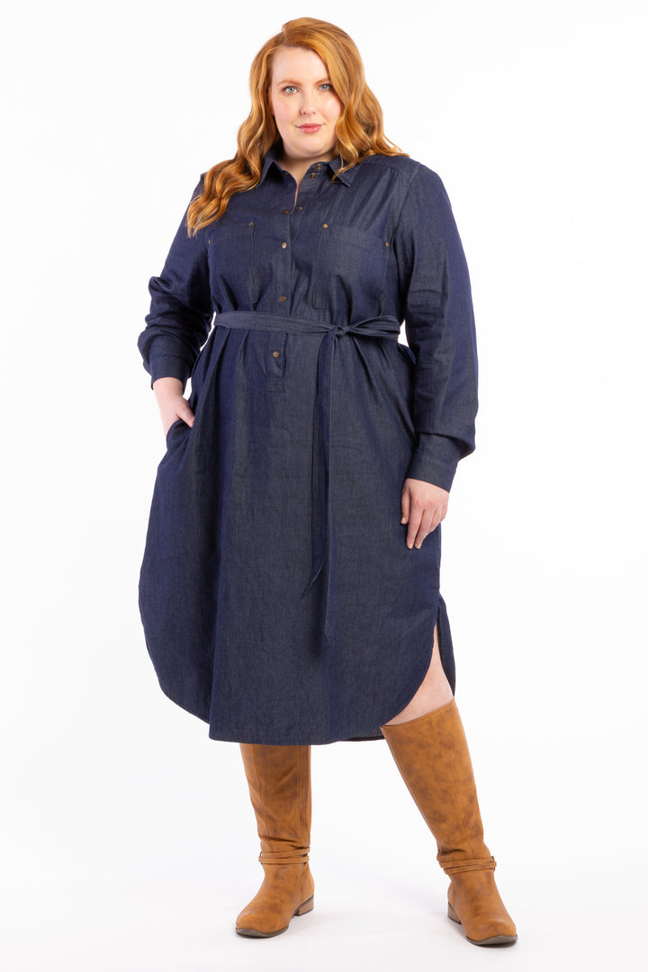 Lucky Star Denim Shirt Dress - Dark Indigo