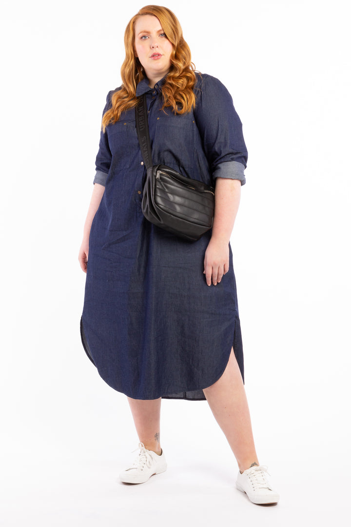 Lucky Star Denim Shirt Dress - Dark Indigo