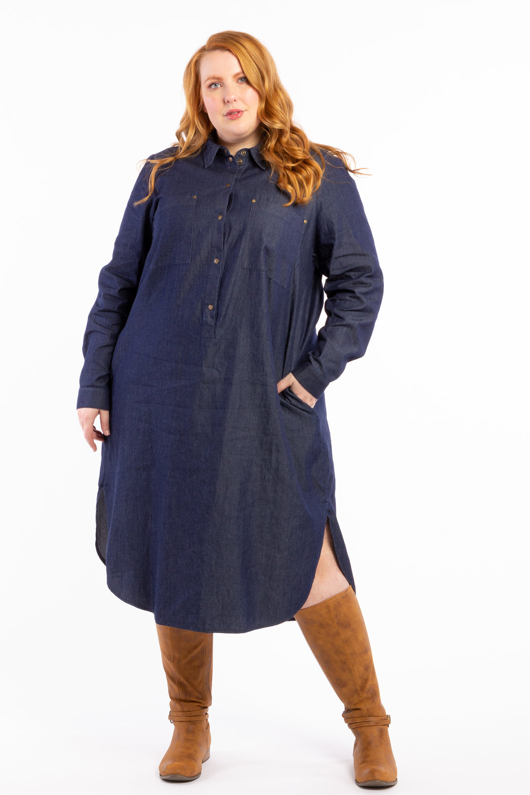 Lucky Star Denim Shirt Dress - Dark Indigo