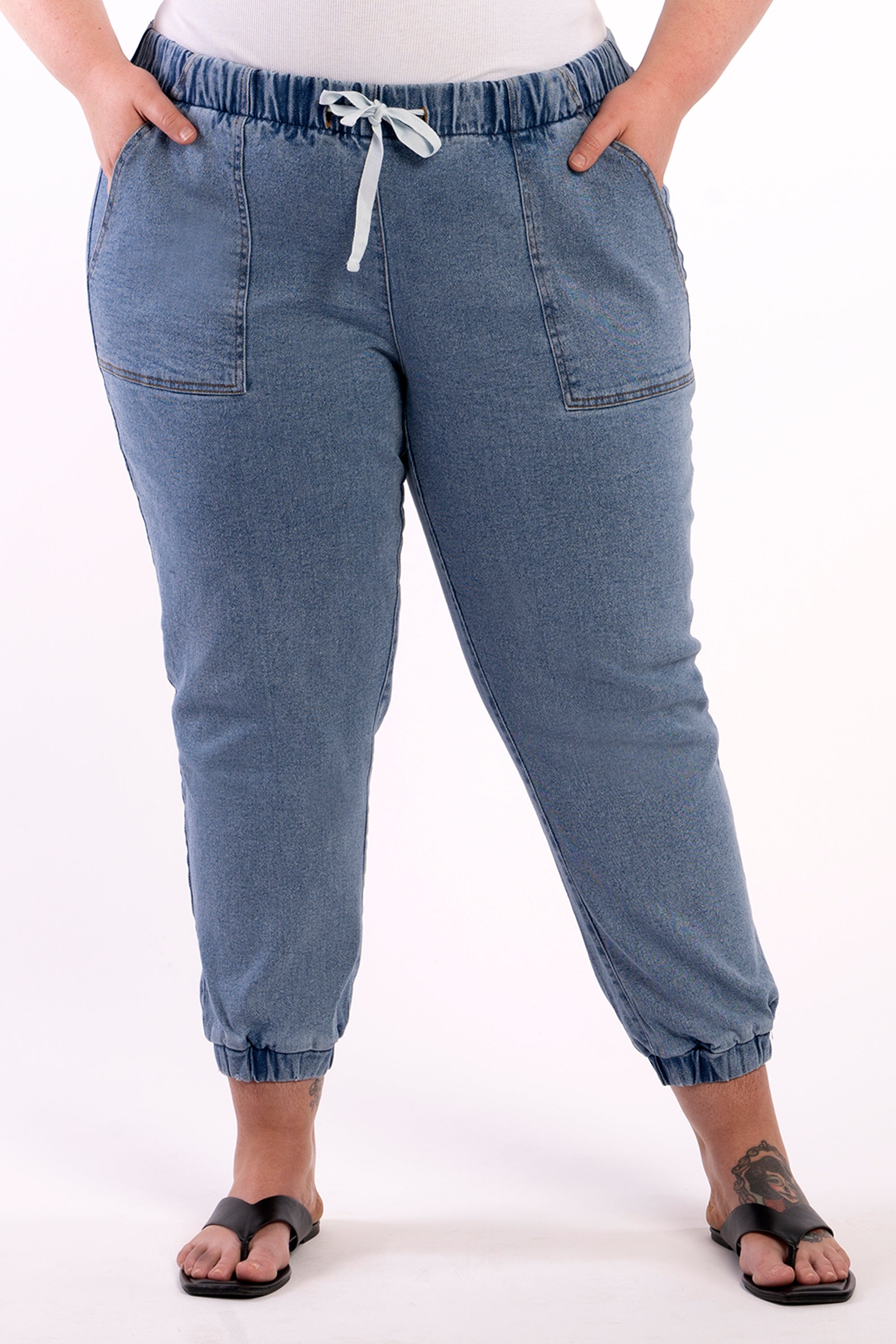 Plus size denim discount joggers